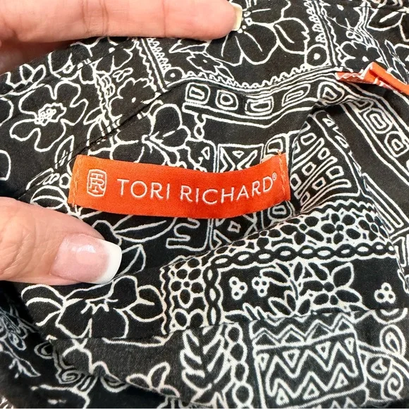 Tori Richard Made in Hawaii Black & White Aloha Shirt Cotton Tropical Button Up - Picture 6 of 7